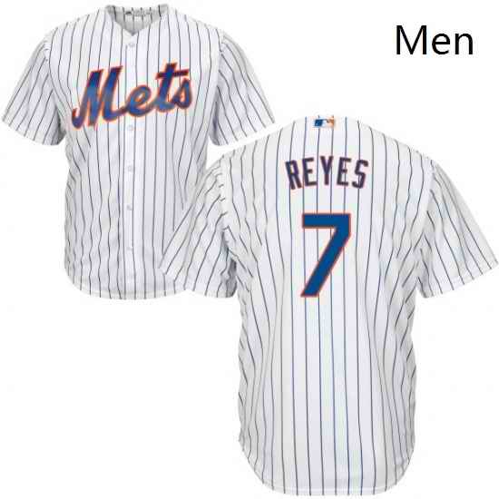 Mens Majestic New York Mets 7 Jose Reyes Replica White Home Cool Base MLB Jersey